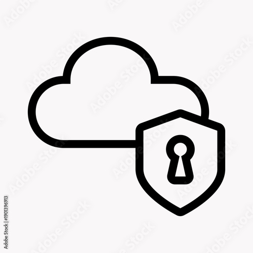 Secure Cloud Storage Rounded Outline Protection Icon