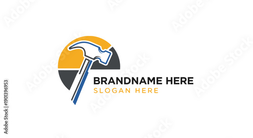 Hammer Logo Design Template with Circle.