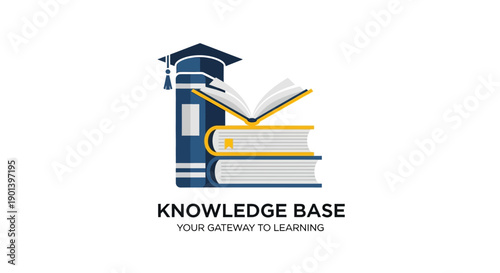 Knowledge Base Books and Graduation Cap Logo.