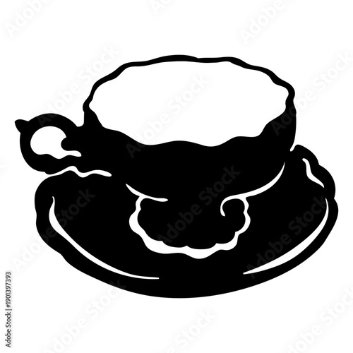 Old round teacup cut out
