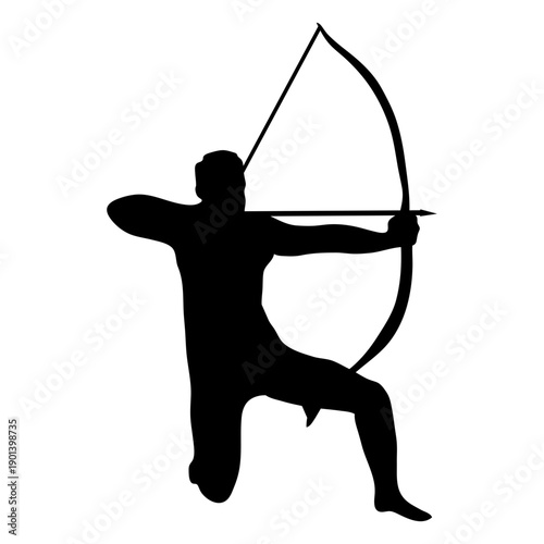 Archer man bow and arch silhouette