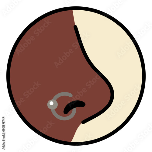 Nose piercing color stroke
