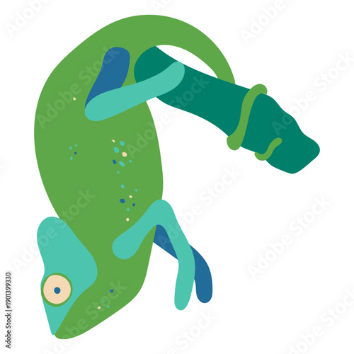 Green chameleon reptile flat