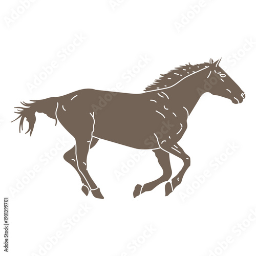 Wild west horse running cut out