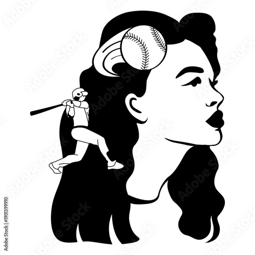 Baseball player woman filled stroke