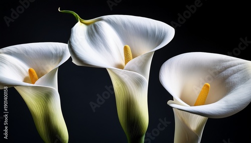 Close Up Of Three White Calla Lilies 1