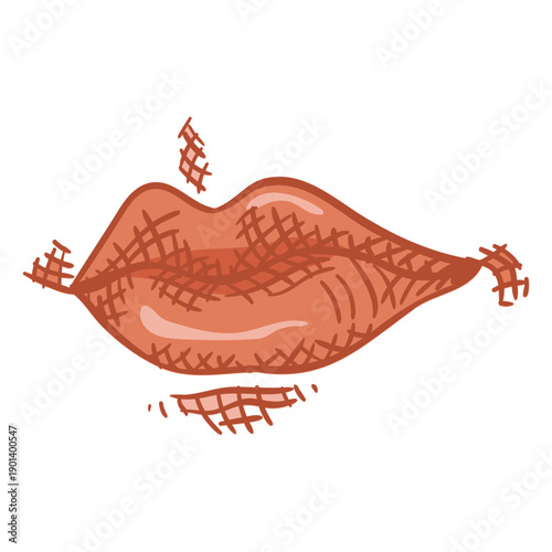 Mouth lips hand drawn color