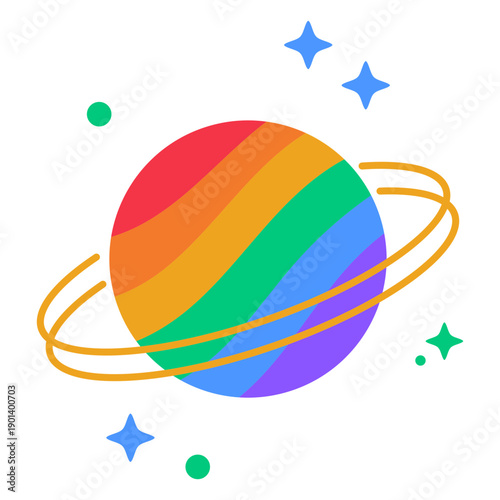 Rainbow planet flat