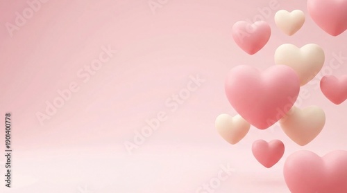 Wallpaper Mural 3D Floating Hearts on Soft Pink Background – Valentine Love Concept Torontodigital.ca
