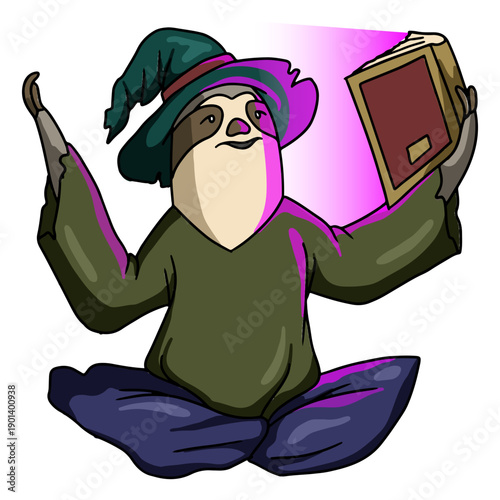 Wizard sloth color stroke