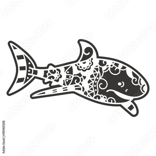 Shark swimming mandala cut out