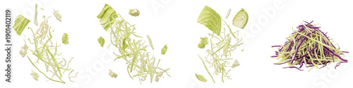 Quadro su tela Shredded Green and Purple Cabbage Set Isolated on Transparent Background PNG