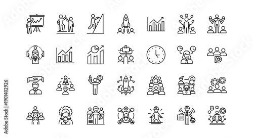 Collection of diverse icons depicting various human activities and concepts Vector