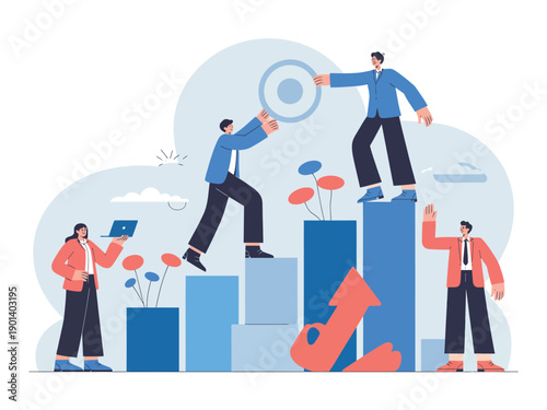 A group of business professionals working together to achieve success and growth in a competitive market