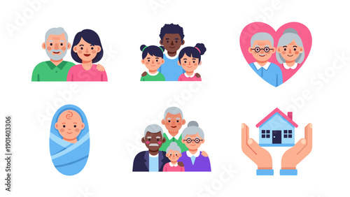Diverse families celebrating love, unity, and home Vector