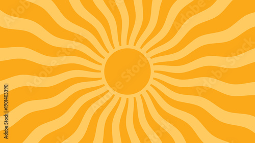 Retro Orange Wavy Sunburst Background with Swirling Radial Rays