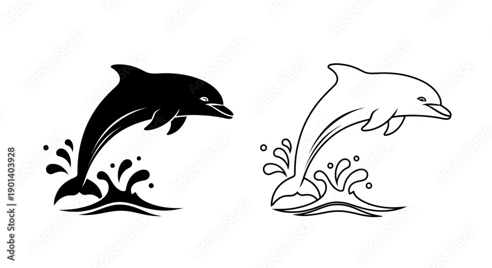 Fototapeta premium Dolphin illustration artwork vector designs Vector