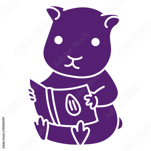 Cute hamster reading cut out