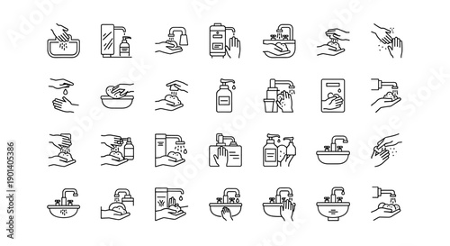 Assorted icons depicting various household and office activities and objects Vector