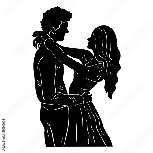 Fancy couple slow dancing cut out