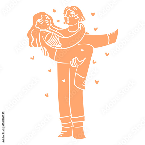 Happy couple cut out