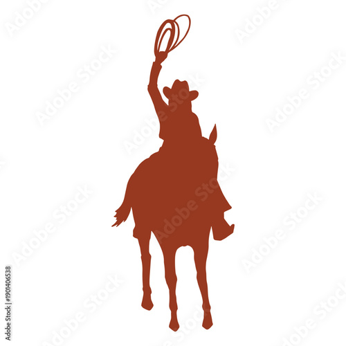Cowboy with lasso and horse silhouette