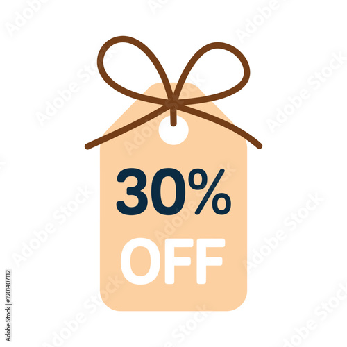 Peach tag displays a thirty percent off sale promotion digitally