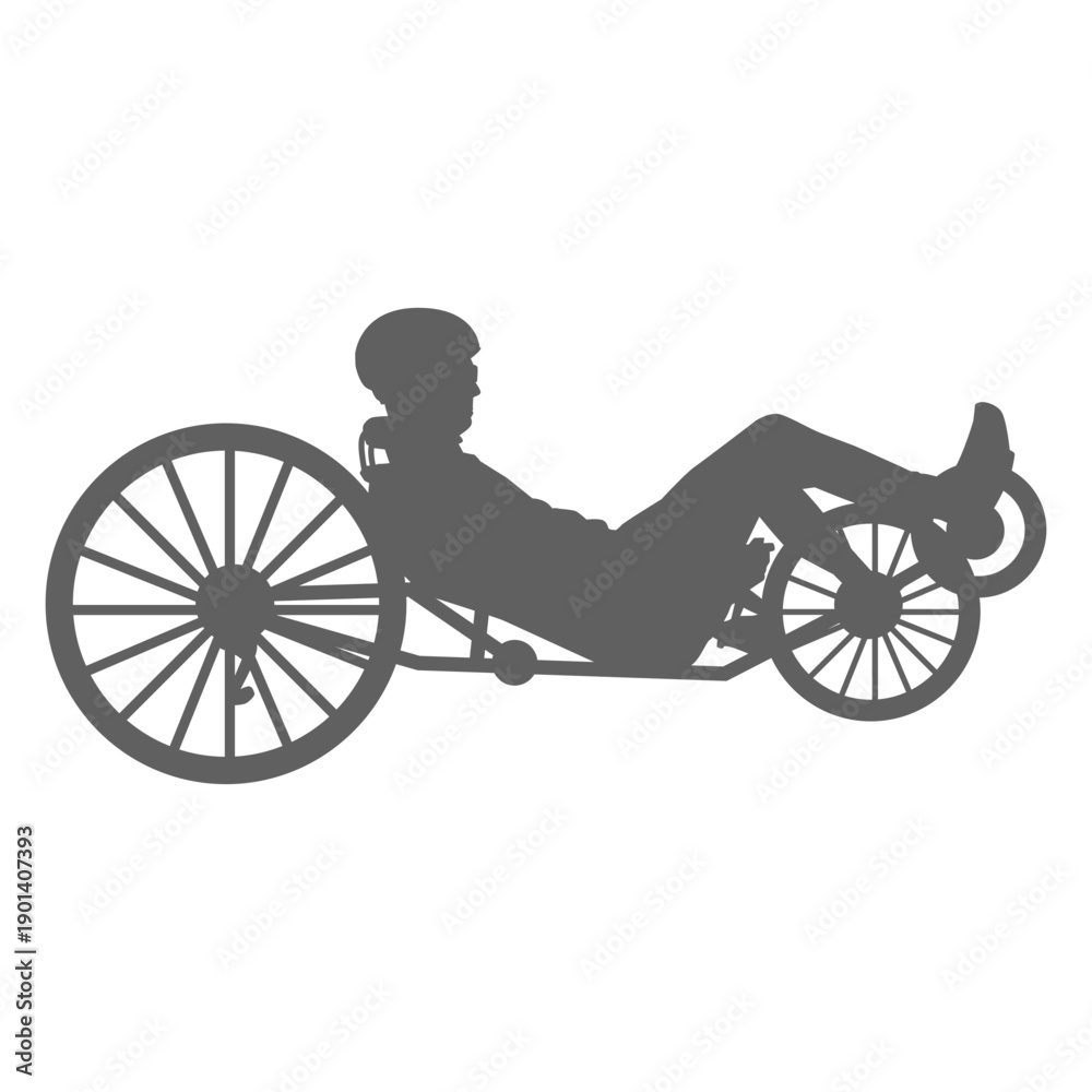 Fototapeta premium Man riding recumbent bicycle
