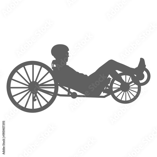 Man riding recumbent bicycle