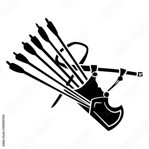 Six archery arrows detailed silhouette