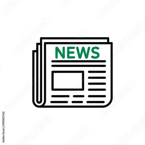 Simple illustration of a folded newspaper with the word news printed