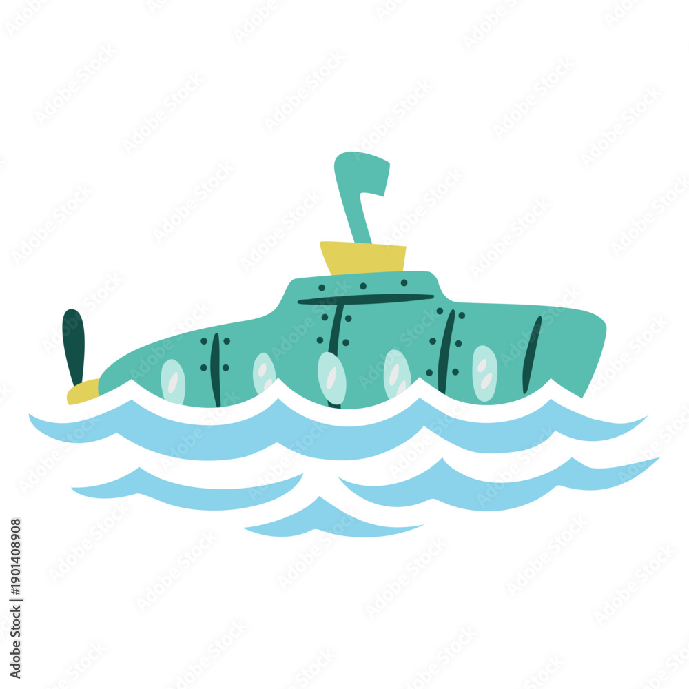 Obraz premium Submarine flat navigating