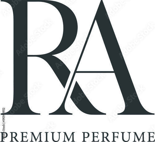 RA Premium Perfume Branding: The stylish RA logo embodies the essence of luxury perfume, showcasing the premium scent essence with elegance and sophistication. 