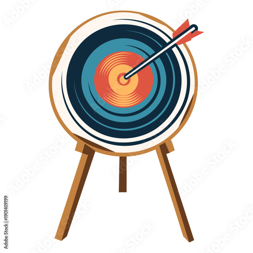 Archery target with arrow in the center