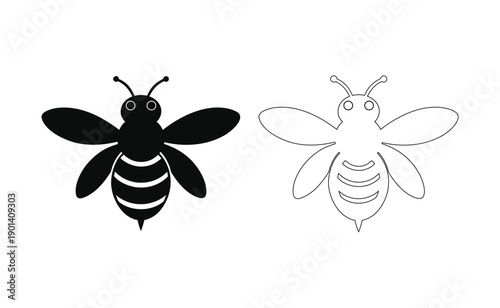 Illustration of a black beetle and a white beetle standing on a white background Vector