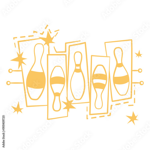 Bowling filled stroke retro pins