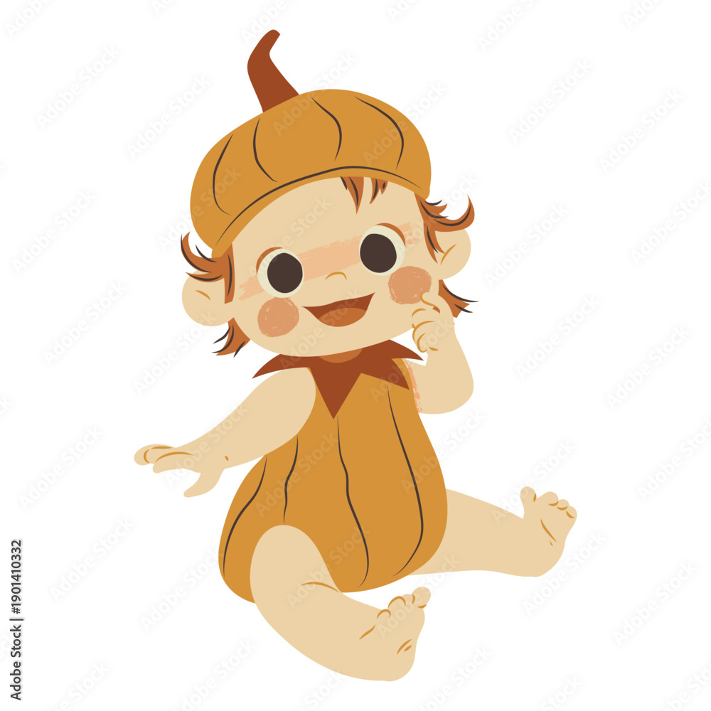 Obraz premium Baby with pumpkin costume