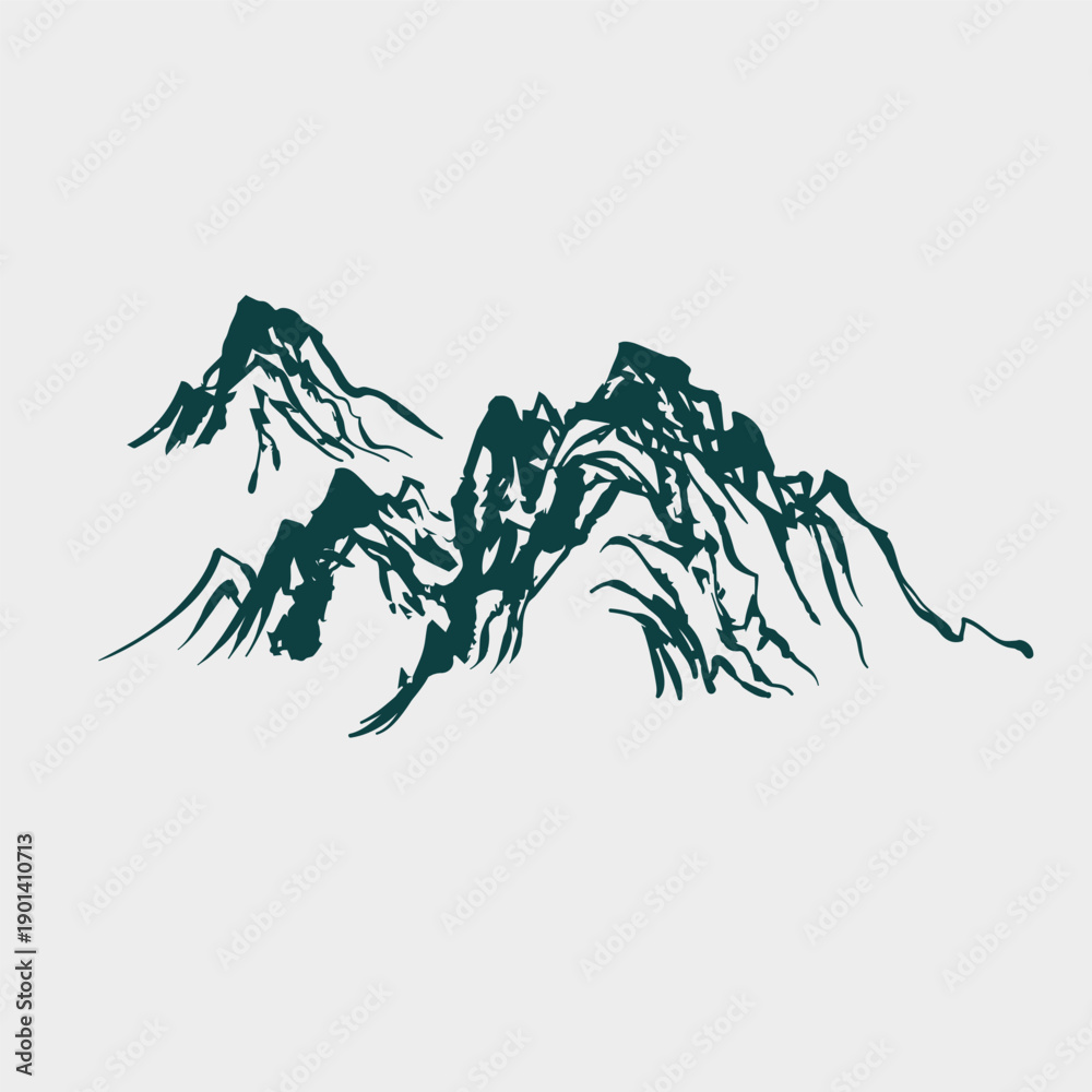 Obraz premium mountains set japanese chinese vector ink traditional asian design isolated