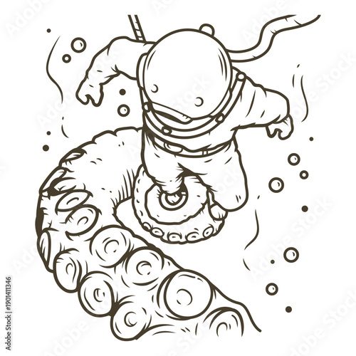 Scuba diver stroke octopus