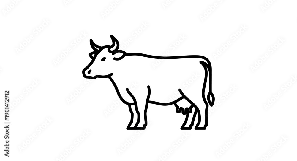 Fototapeta premium Minimalist Hand-Drawn Cow Illustration for Farming and Agriculture Topics