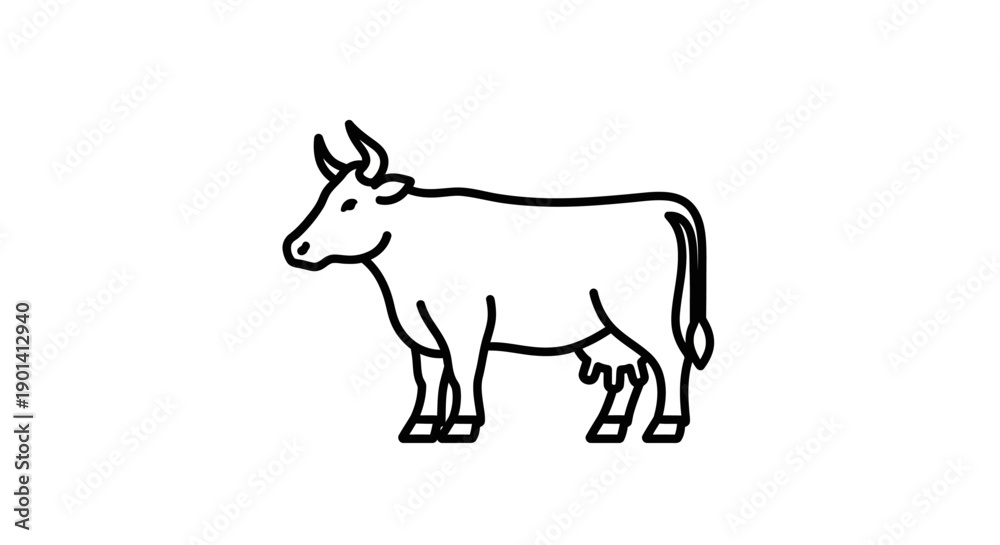 Fototapeta premium Minimalist Illustration of a Bull for Creative Stock Use