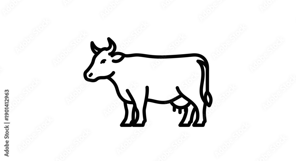 Fototapeta premium Minimalist Illustration of a Cow for Rural and Agricultural Themes