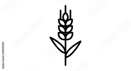 Minimalist Black Wheat Ears Illustration for Agriculture and Food Design