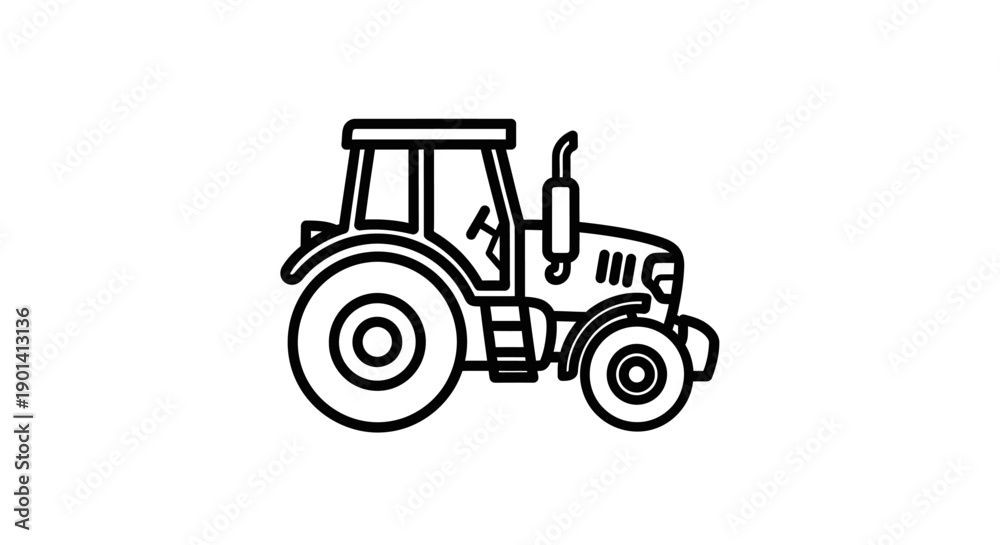 Fototapeta premium Minimalist Line Art Illustration of a Tractor for Agricultural and Farming Design