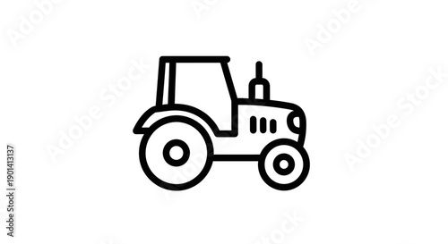 Minimalist Line Art Illustration of a Small Tractor for Agricultural and Farming Themes
