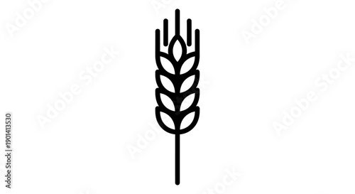 Minimalist Black and White Illustration of a Wheat Ear for Agricultural Concept