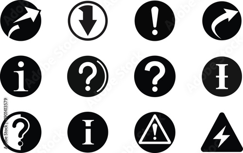 A collection of various symbols and icons commonly used in user interfaces and digital designs Vector