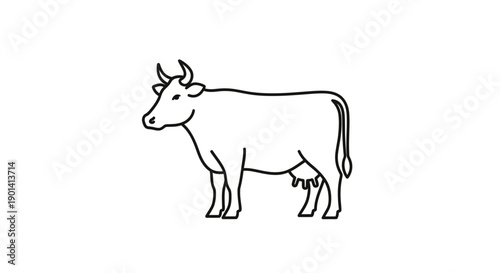 Simple Line Drawing of a Bull for Creative and Educational Use
