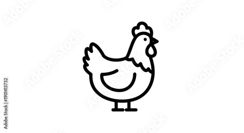 Simple Line Drawing of a Chicken for Farming and Poultry Concepts