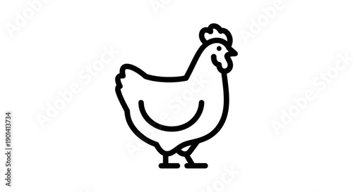 Simple Line Drawing of a Chicken Silhouette for Farming or Poultry Themes